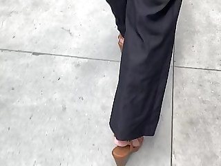 Amazing slim PAWG in jean like dress pants 1